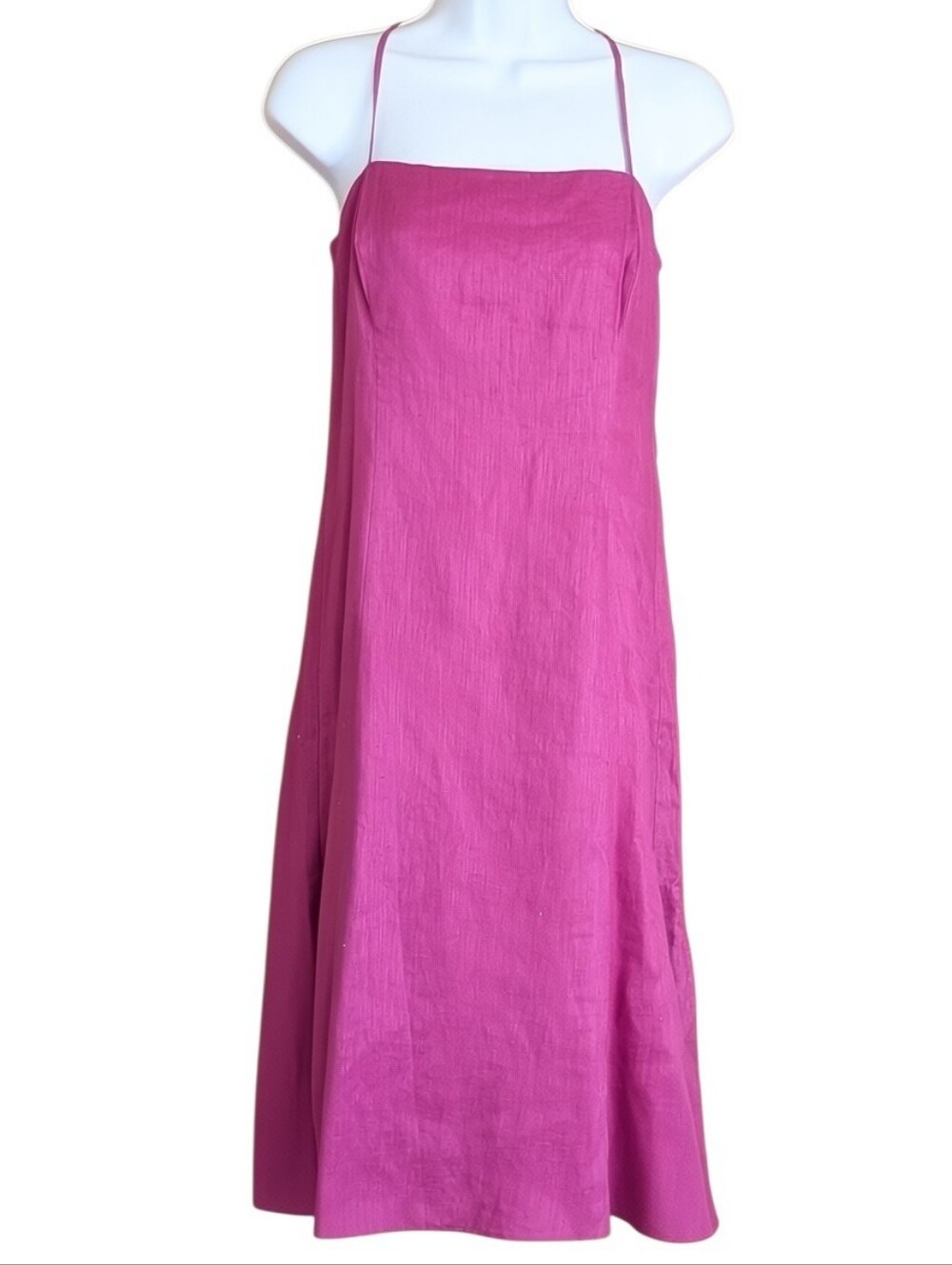 NWT Lauren Ralph Lauren Fuchsia Sleeveless Slip Dress Linen 10 Midi Beach Casual